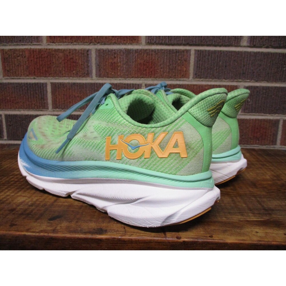 Hoka One One Mens Clifton 9 Green 1127895 ZLGL Shoes Running Sneakers 9.5 D - Picture 12 of 16
